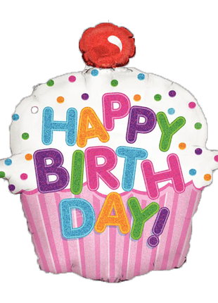 31in Betallic Holographic Happy Birthday Cupcake Balloon - Joker Party Supply