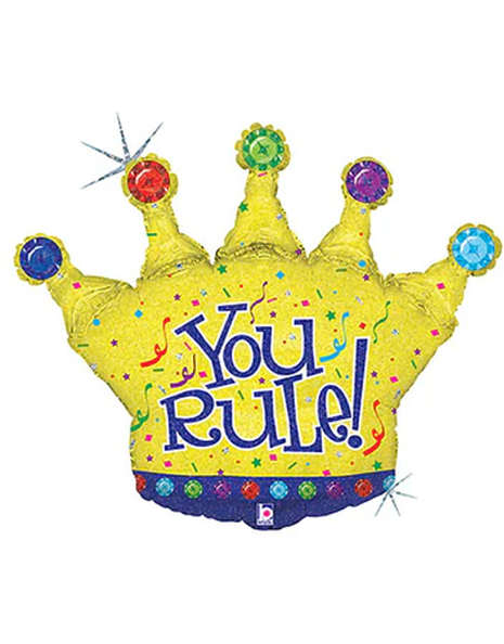 36in Betallic You Rule Crown Balloon - Joker Party Supply