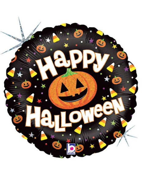 18in Betallic Happy Halloween Fun Holographic Balloon