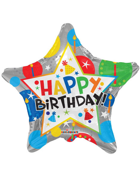 Globo de estrella de cumpleaños plateado ConverUSA de 18 pulgadas