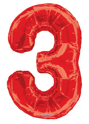 34in Conver USA Red Number 3 Balloon - Joker Party Supply
