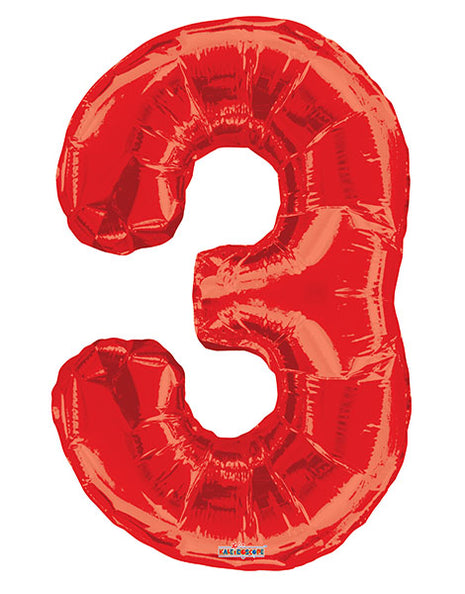 34in Conver USA Red Number 3 Balloon - Joker Party Supply