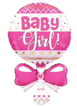 36in Conver USA Pink Baby Rattle Balloon - Joker Party Supply