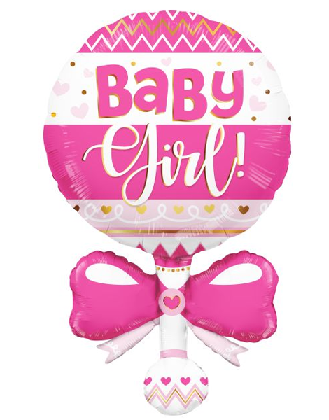 36in Conver USA Pink Baby Rattle Balloon - Joker Party Supply