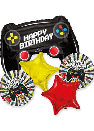Conver USA Happy Birthday Gamer Bouquet Balloons 5pc - Joker Party Supply