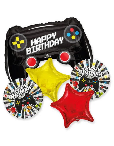 Conver USA Happy Birthday Gamer Bouquet Balloons 5pc - Joker Party Supply