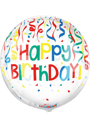 18in Conver USA Clear View Happy Birthday Confetti Gelliball Balloon - Joker Party Supply