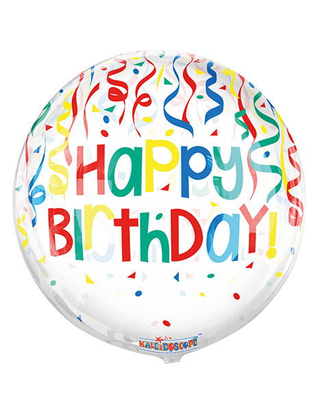 18in Conver USA Clear View Happy Birthday Confetti Gelliball Balloon - Joker Party Supply