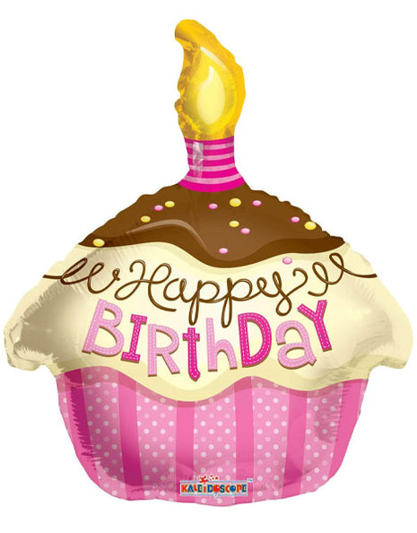 Globo de cupcake de feliz cumpleaños ConverUSA de 18 pulgadas