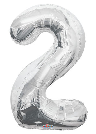 34in Conver USA Silver Number 2 Balloon - Joker Party Supply