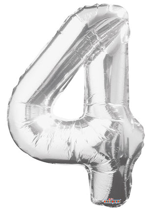 34in Conver USA Silver Number 4 Balloon - Joker Party Supply