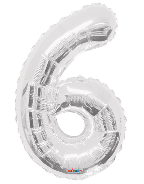34in Conver USA Silver Number 6 Balloon - Joker Party Supply