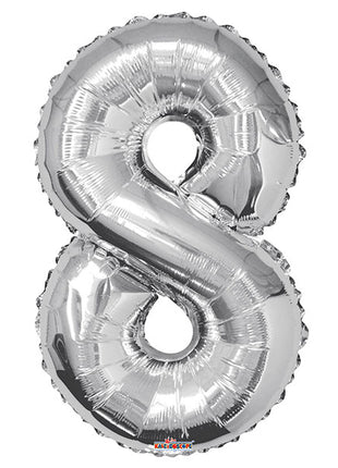 34in Conver USA Silver Number 8 Balloon - Joker Party Supply