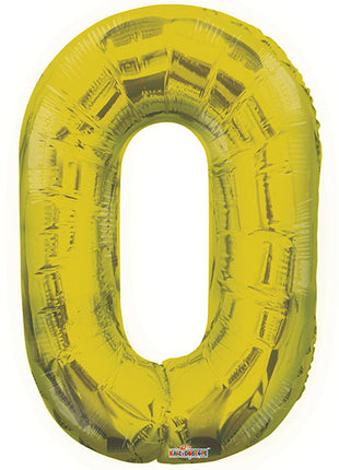 34in Conver USA Gold Number 0 Balloon - Joker Party Supply