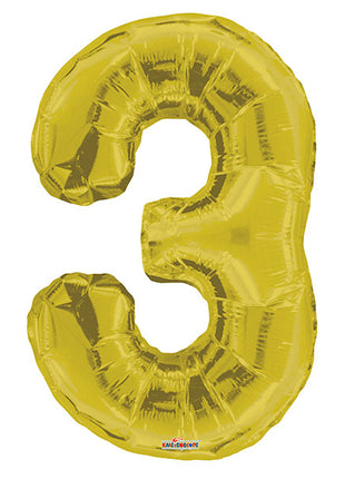 34in Conver USA Gold Number 3 Balloon - Joker Party Supply
