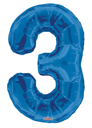 34in Conver USA Royal Blue Number 3 Balloon - Joker Party Supply