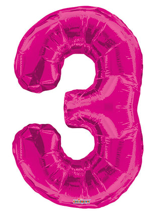 34in Conver USA Magenta Number 3 Balloon - Joker Party Supply