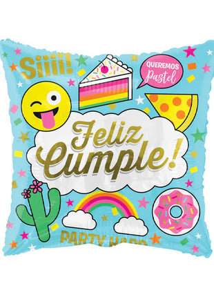 Globo ConverUSA Feliz Cumple Emoticones de 18 pulgadas