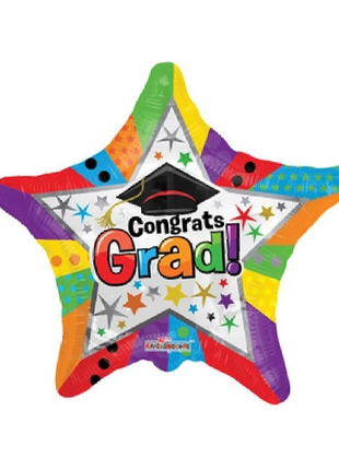 Globo de estrella colorido ConverUSA Congrats Gard de 18 pulgadas