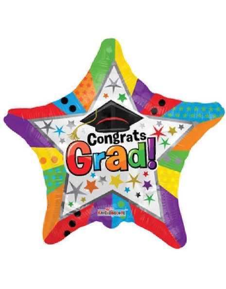 Globo de estrella colorido ConverUSA Congrats Gard de 18 pulgadas