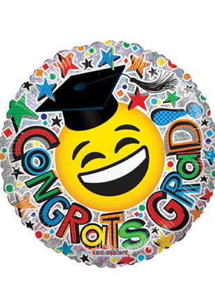 Globo sonriente de 9 pulgadas ConverUSA "Felicidades Graduado" (se requiere sellado térmico)