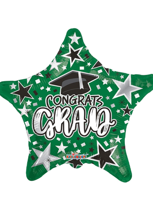 Globo de estrella verde "Felicidades Graduado" de ConverUSA de 18 pulgadas