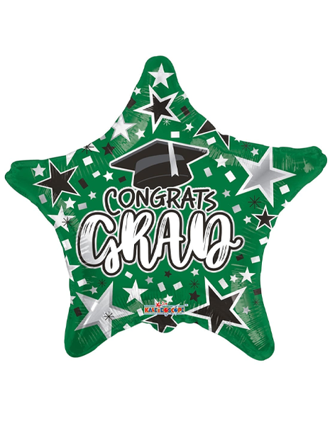 Globo de estrella verde "Felicidades Graduado" de ConverUSA de 18 pulgadas