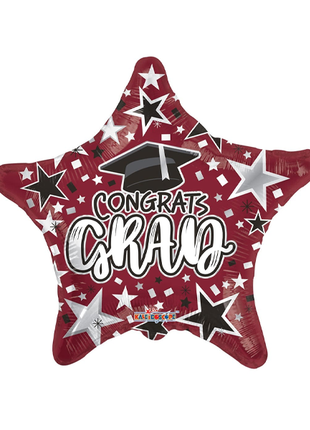 Globo estrella burdeos "Felicidades Graduado" de ConverUSA de 18 pulgadas