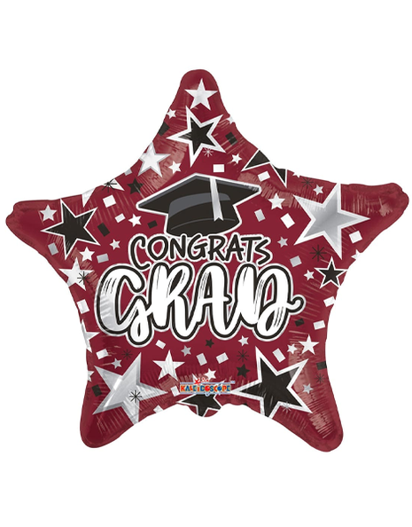 Globo estrella burdeos "Felicidades Graduado" de ConverUSA de 18 pulgadas