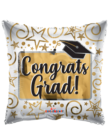 Globo dorado ConverUSA "Felicidades Graduado" de 9 pulgadas (se requiere sellado térmico)