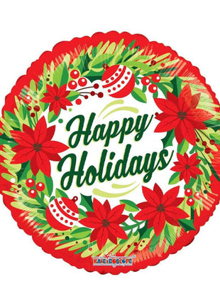 18in ConverUSA Happy Holidays Poinsettias Balloon