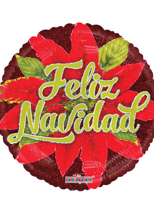 18in ConverUSA Feliz Navidad Nochebuena Holographic Foil Balloon