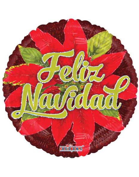 18in ConverUSA Feliz Navidad Nochebuena Holographic Foil Balloon