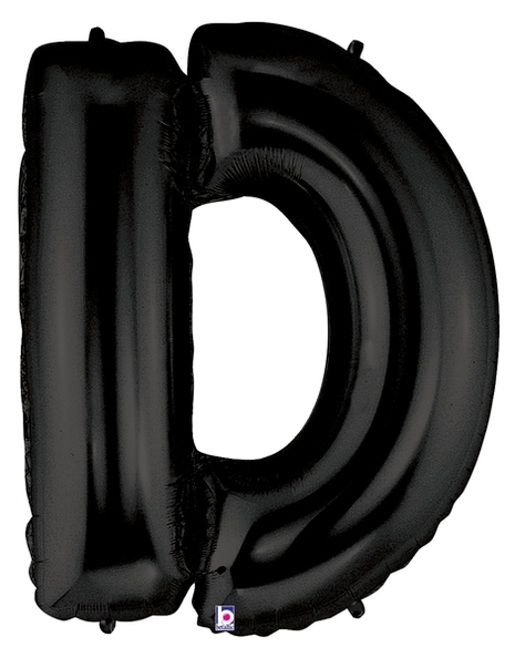 34in Betallic Black Letter D Megaloons - Joker Party Supply