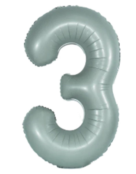 34in DecoChamp Eucalyptus Number 3 Balloon - Joker Party Supply