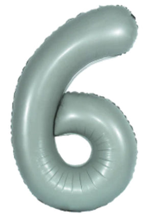 34in DecoChamp Eucalyptus Number 6 Balloon - Joker Party Supply