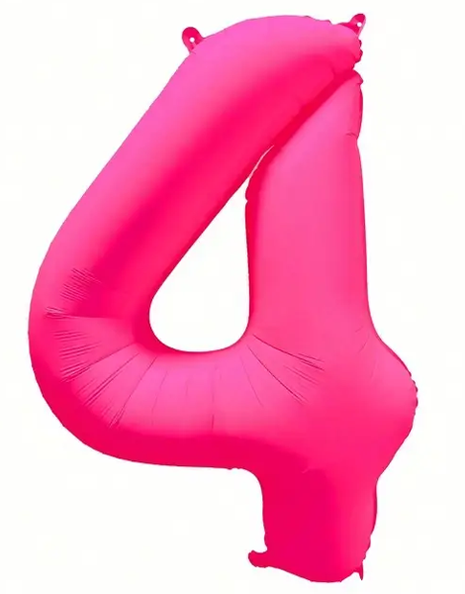 Globo número 4 rosa neón DecoChamp de 34 pulgadas