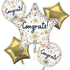 Anagram Confetti Sprinkle Congrats Bouquet Balloons 5pc - Joker Party Supply