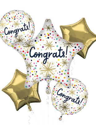 Anagram Confetti Sprinkle Congrats Bouquet Balloons 5pc - Joker Party Supply