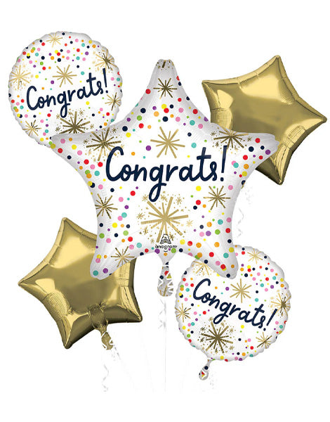 Anagram Confetti Sprinkle Congrats Bouquet Balloons 5pc - Joker Party Supply
