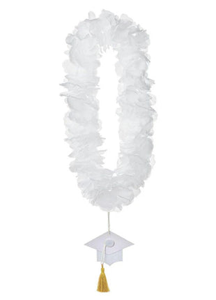 Amscan White Fabric Lei with Graduation Cap Pendant (20in)