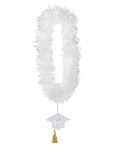 Amscan White Fabric Lei with Graduation Cap Pendant (20in)