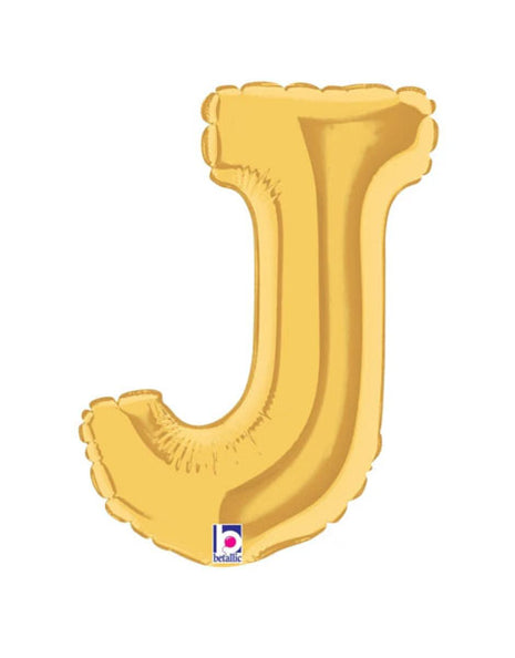 7in Betallic Air-Filled Gold Letter J Megaloons JR