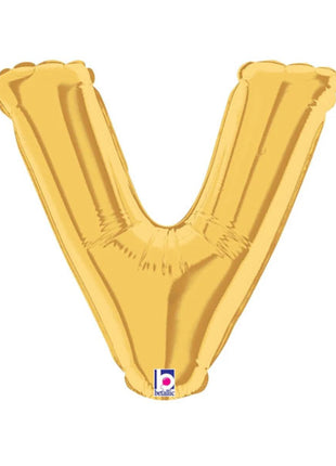 7in Betallic Air-Filled Gold Letter V Megaloons JR