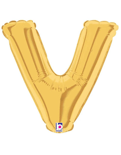 7in Betallic Air-Filled Gold Letter V Megaloons JR