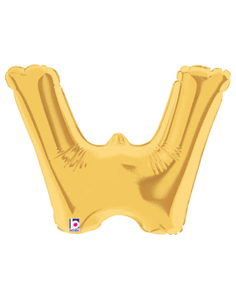 7in Betallic Air-Filled Gold Letter W Megaloons JR