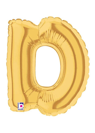 7in Betallic Air-Filled Gold Letter D Megaloons JR