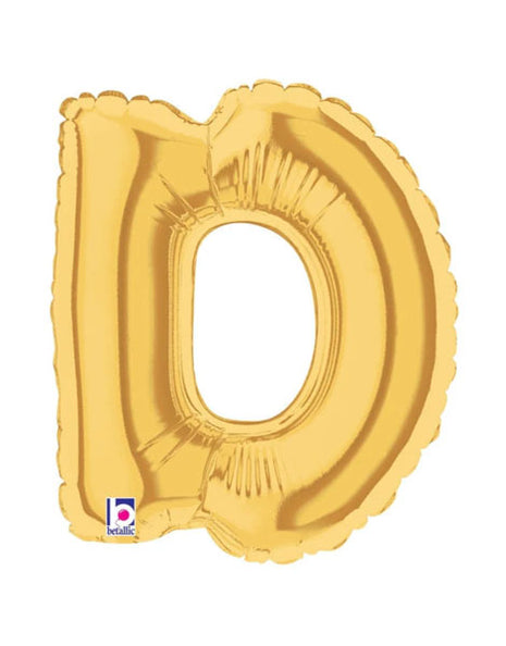 7in Betallic Air-Filled Gold Letter D Megaloons JR