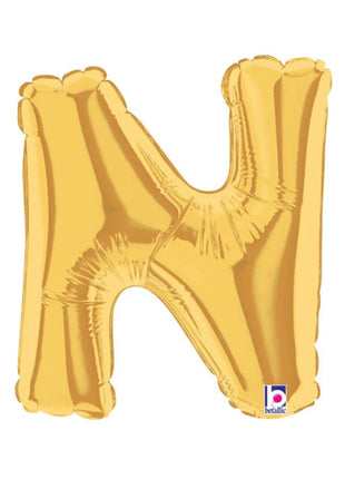 7in Betallic Air-Filled Gold Letter N Megaloons JR