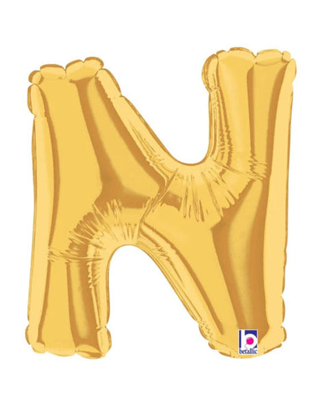 7in Betallic Air-Filled Gold Letter N Megaloons JR